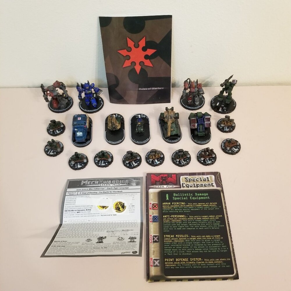 WizKids Games Lot of Mech‎ Warriors Dark Age Units And Rule Book Instructions